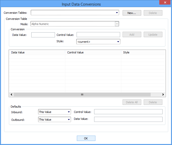 Picture showing the Data Conversion dialog box.